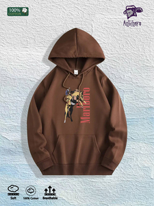 ABD Yerel Deposu: %100 Pamuk Retro Anime Biker Grafikli Kapüşonlu Üst, 7 Renk - Product Image 4