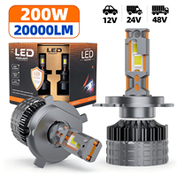 Ampoule de phare LED T4 200W H8 H9 H16 HB4 9006 pour moto, VTT, feu antibrouillard 20000LM Canbus avec driver externe 12V 24V