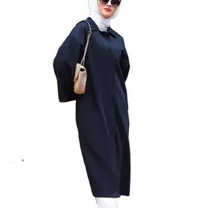 Сезонный двубортный хиджаб с воротником-рубашкой из мягкой ткани 100%, тренчкот со скрытыми пуговицами без подкладки
