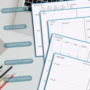 Agenda de Negocios 2026 en Inglés, Formato A5, Encuadernación en Espiral, Cubierta de Cuero, Impresa, Ecológica, Planificador Estudiantil, Registro de Horarios - Product Image 4