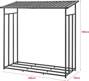 Porte-bûches <span class=keywords><strong>de</strong></span> stockage <span class=keywords><strong>de</strong></span> <span class=keywords><strong>bois</strong></span> <span class=keywords><strong>de</strong></span> <span class=keywords><strong>chauffage</strong></span> extérieur moderne grand <span class=keywords><strong>support</strong></span> en <span class=keywords><strong>bois</strong></span> en métal et en acier avec toit résistant aux intempéries et élégant - Product Image 3