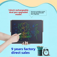 Tablette d'écriture numérique LCD 16 pouces pour enfants, tableau à gribouiller rechargeable avec fonctions d'effacement, bloc-notes graphique