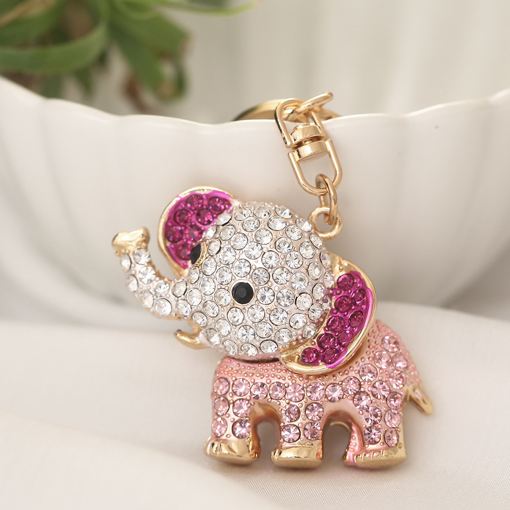 Gold Elephant Keychain with Pink Ears Mama Elephant Keychain: Personalized Keyring for Mum - Etsy main image 2