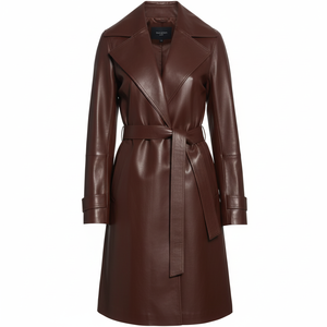 Abrigo largo de cuero de nueva moda de tendencia caliente para mujer de talla grande cálido de invierno con logotipo personalizado - Product Image 1