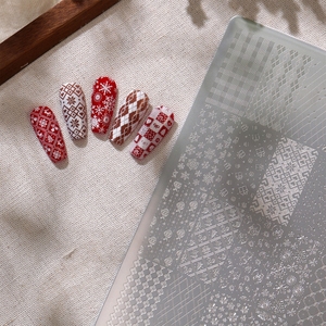 Plaque de tamponnage pour ongles motif flocon de neige de Noël, hiver, irrégulière, motif dentelle, modèle de transfert pour nail art, pour manucure, vente en gros - Product Image 2