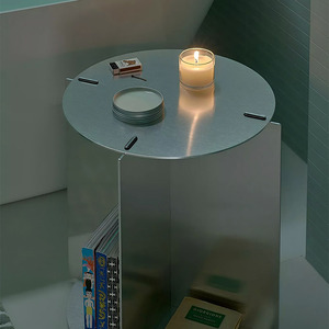 <span class=keywords><strong>Tavolino</strong></span> da Caffè Industriale Rotondo in Alluminio HUACHI, Autoassemblabile e Modulare, per Arredamento Soggiorno - Product Image 2