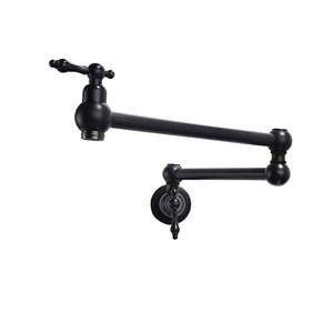 Grifo de Cocina DB Negro Mate Montado en Pared, Llenador de Ollas, Doble Giro, Acero Inoxidable, Estilo Clásico, Monomando - Product Image 3