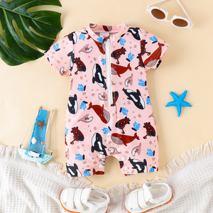 Đồ bơi một mảnh in hình cá mập trung tính cho bé trai đồ đi biển hoạt hình dễ thương với bộ đồ tắm ngắn tay cho trẻ em - Product Image 6