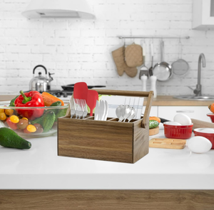 FSC cuisine bureau <span class=keywords><strong>salle</strong></span> <span class=keywords><strong>de</strong></span> <span class=keywords><strong>bain</strong></span> chambre Acacia Mulip <span class=keywords><strong>Pose</strong></span> organisateur porte-ustensiles en bois argenterie Caddy avec poignée - Product Image 6
