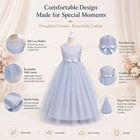Robe de soirée de luxe en dentelle et tulle pour filles, longueur ras du sol, style robe de bal, nouvelle collection 2026, pour demoiselles d'honneur, mariage, fête, vêtements de boutique pour enfants, vente en gros