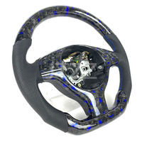 Volant de voiture personnalisé en fibre de carbone forgée bleue perforée style cuir pour BMW E46 E39 E53 M3 330ci 325i