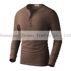 Básicos de los hombres Henley térmica botón 100% algodón de <span class=keywords><strong>manga</strong></span> <span class=keywords><strong>larga</strong></span> Camisetas Casuales - Product Image 3
