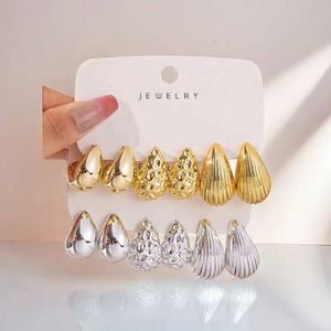 Conjunto de 3 Piezas de Aretes de Gota de Agua en Forma de C, Estilo Europeo Americano, Simple y Creativo - Product Image 6