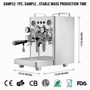 Stainless Steel Espresso <strong>Machine</strong> Dual Pressure Gauge Professional Coffee Maker for Home <strong>Cafe</strong> Use CE GS CB ETL LFGB FDA Certified - Product Image 1