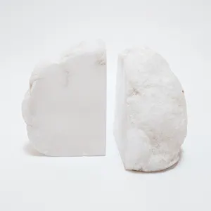 सफेद क्रिस्टल सुलेमानी चमकाने के लिए मणि पत्थर Bookend डेस्क सजावट