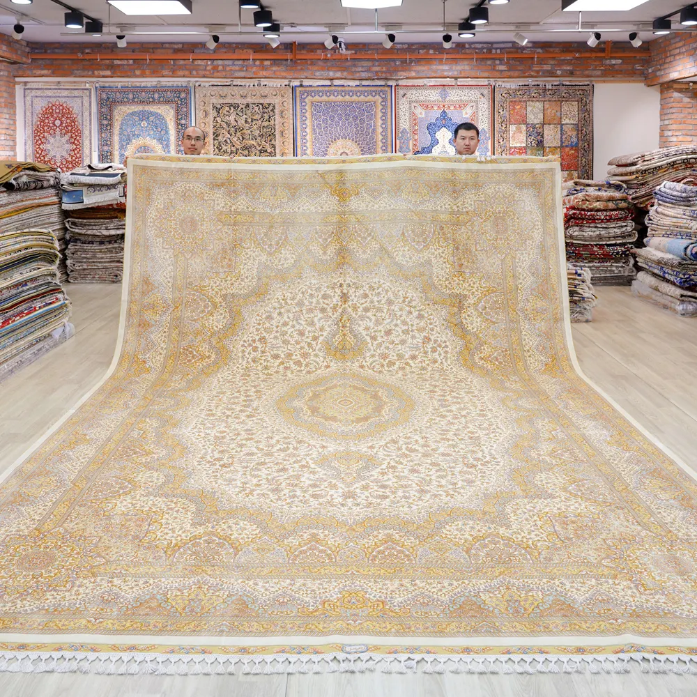 Роскошные современные коврики 10x14 футов, искусственные коврики из индейки, большой персидский шелковый ковер