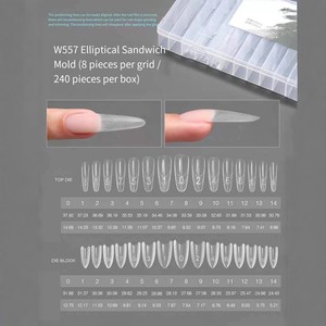 <span class=keywords><strong>Uñas</strong></span> Postizas Acrílicas de Cobertura Completa Estilo Francés MELLYSE con Pegamento, Soporte sin Papel de Larga Duración, Diseño de Fototerapia de Cristal, 240 Piezas - Product Image 4