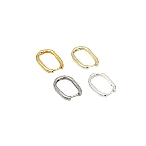 Pendientes de Aro Ovalados de Oro 14K 18K y Plata, Diseño Geométrico, Uso Diario, Joyería Unisex - Product Image 5