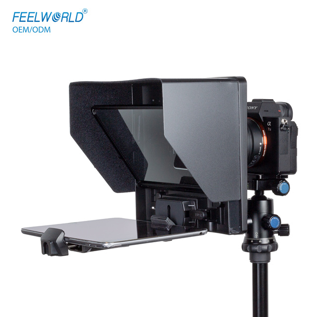 FEELWORLD TP10 ABS Portable 10-inch Folding Teleprompter Supports 11" Smartphone/Tablet DSLR Shooting Remote Control Lens