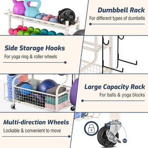 Home Fitness Equipment <b>Storage</b> Rack Removable Yoga Mat <b>Storage</b> <b>Cart</b> Gym Equipment Multifunctional Shelf - Product Image 3