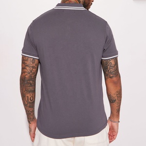Polo de Golf de Alta Calidad para Hombre, Color Azul Claro, Cuello en Contraste, Talla Grande, Holgado, Informal de Negocios, Manga Corta - Product Image 2