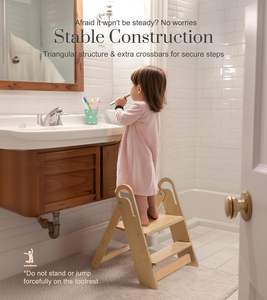 Sgabello per Bambini in Legno di Betulla, Seduta o Poggiapiedi, Arredamento per Bambini, Sgabello Solido in Legno Massello - Product Image 6