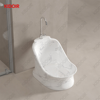 Kidoir Nouvelle Station d'Ablution Blanche Compacte à Poser au Sol, à Niveau Unique, avec Lavabo pour les Pieds et Évier de Lavage, pour la Maison et la Mosquée