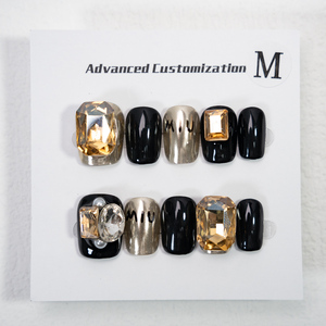 توريد مباشر من المورد أظافر عالية الجودة مصنوعة يدويًا جل مثقاب فاخر من حجر الراين قابل لإعادة الاستخدام أظافر لاصقة للأظافر - Product Image 1