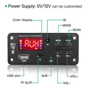 2*25W 6-12V pour <span class=keywords><strong>Bluetooth</strong></span> 5.3 MP3 Audio Board <span class=keywords><strong>Module</strong></span> Amplifier Dancing <span class=keywords><strong>LED</strong></span> Display TF Support Customizable MP3 Player <span class=keywords><strong>Module</strong></span> - Product Image 2