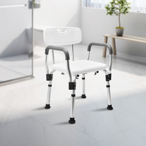 Chaise de douche avec accoudoirs réglables en hauteur sur 6 niveaux, dossier et accoudoirs amovibles pour personnes âgées et femmes enceintes - Product Image 1