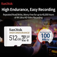 Kartu Memori SanDisk HIGH ENDURANCE Asli 512GB Micro Tf SD Card 512G U3 V30 4K TF Flash Card untuk Monitor Video