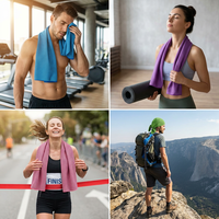 Serviette de sport rafraîchissante et respirante avec logo personnalisé, personnalisation de l'emballage, styles variés pour la salle de sport, la course à pied, la randonnée, les événements d'entreprise
