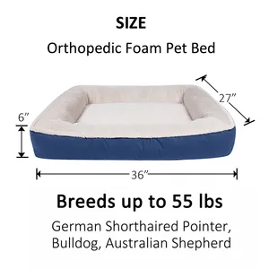Wholesale Luxury Pet Dog Pad Large Orthopedic Foam Imitation Suede PV Fleece Non-Slip Bottom Comfortable Corduroy Manufacturer