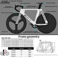 Vélo de piste à engrenage fixe en carbone BXT, cadre 700C, mono-pignon, modèle TRC-195 avec jeu de roues en fibre de carbone