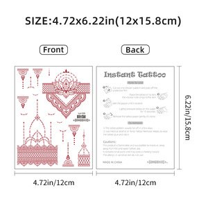 Autocollant de <span class=keywords><strong>tatouage</strong></span> temporaire au henné de marque privée, style ethnique, forme géométrique, pour visage, corps et <span class=keywords><strong>bras</strong></span>, en papier transfert à l'eau - Product Image 4
