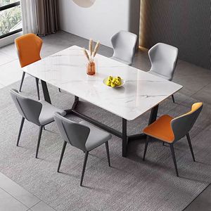 Paslanmaz çelik İtalyan tarzı lüks 6 koltuk 8 koltuk kombinasyonu lüks Modern <span class=keywords><strong>High</strong></span> End yemek odası mobilyası yemek masası - Product Image 4