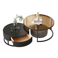 Luxuriöser Nordischer Marmor & Glas Couchtisch Runder Beistelltisch für Wohnzimmer Heimdekoration