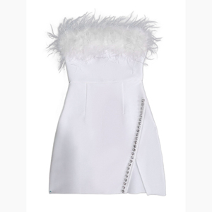 Robes de soirée mini moulantes à fente, sans bretelles, ornées de cristaux, extensibles, pour femmes - Tendance - Product Image 3