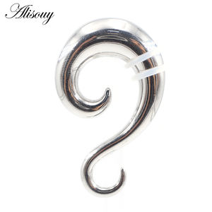 Alisouy 1 buah anting telinga <span class=keywords><strong>Spiral</strong></span> berbentuk S baja tahan karat anting-anting lancip anting-anting pembesar perenggang perhiasan tindik - Product Image 1