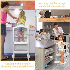 Taburete de cocina, torre de pie de madera para niños pequeños, torre de aprendizaje plegable de madera para niños pequeños - Product Image 4