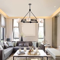 Lustre de luxe simple et moderne pour la maison Hôtel Hall Creative Magic Bean Circle Lumière principale pour le salon Chambre Restaurant