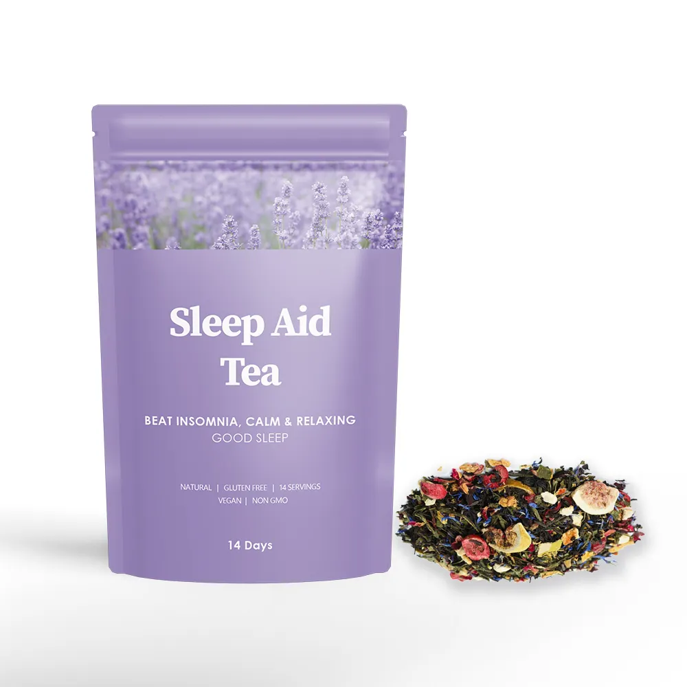 Uyku yardım gevşek yaprak çay 28 g derin ve uzun uyku teşvik stres azaltmak ve papatya ve lavanta sağlıklı takviyesi ile dinlenmek