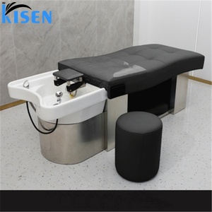 Kisen High Quality Luxury Hairdresser Barber Shampoo <b>Chair</b> Massage Bed with Ceramic Basin Gold <b>Silver</b> Stainless Steel Base - Product Image 5