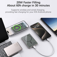 Maßgefertigte Mini Ultra Slim ABS Typ-C Dual 15W 20W 5000mAh 10000mAh Schnellladende Kabellose Magnetische 2-in-1 Tragbare Powerbank