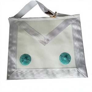 Fellow Craft Blue Lodge Leather Apron with Rosettes - Product Image 1