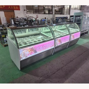 Glass Top Refrigerated <strong>Silver</strong> Multi Plate Curved Ice Cream Display <strong>Freezer</strong> - Product Image 5