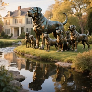 Escultura animal de fundición de bronce grande moderna parque al aire libre personalizada estatua de bronce Rottweiler y cachorros de tamaño real para decoración pública - Product Image 2