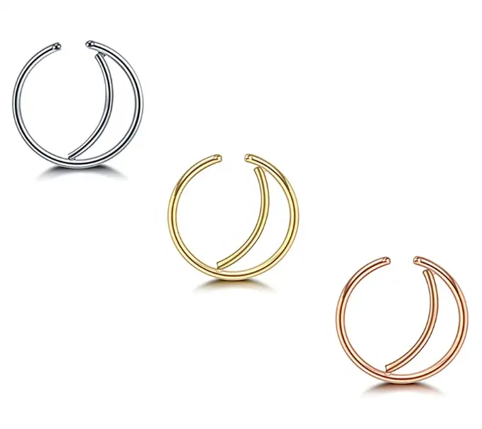 UNIQ Custom Moon Nose Ring Hoop 20グラムSurgical Steel Nose Rings Septum Nose Ring Body Piercing JewelryためWomen Girls
