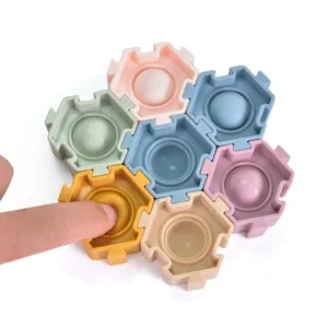 Bahan Montessori Mainan Pendidikan Anak-anak untuk Bayi Blok Silikon Lembut Blok Bangunan Set Untuk 3D Custom Jigsaw Puzzle