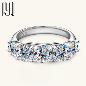 पाइक बनाम डायमंड सगाई की मोइससानाइट रिंग 5 स्टोन 3.6ct s925 स्टर्लिंग सिल्वर 5 सितारों की समीक्षा - Product Image 2